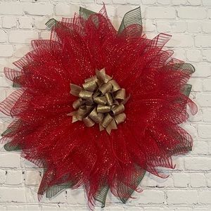 Poinsettia Christmas wreath, holiday wreath, Christmas wreath, holiday wreath